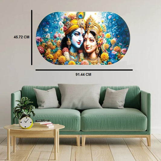 BAHULPREMA FRAME ART, Radha Krishna ( Stone Work Photo Frame ). Art of Luxury SIZE - 91.44 X 45.72 CM