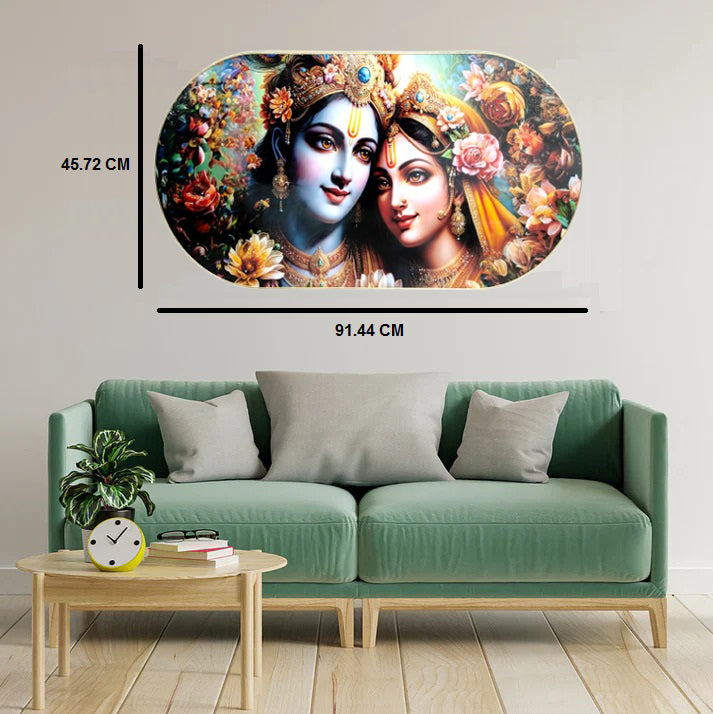 BAHULPREMA FRAME ART, Radha Krishna ( Stone Work Photo Frame ). Art of Luxury SIZE - 91.44 X 45.72 CM