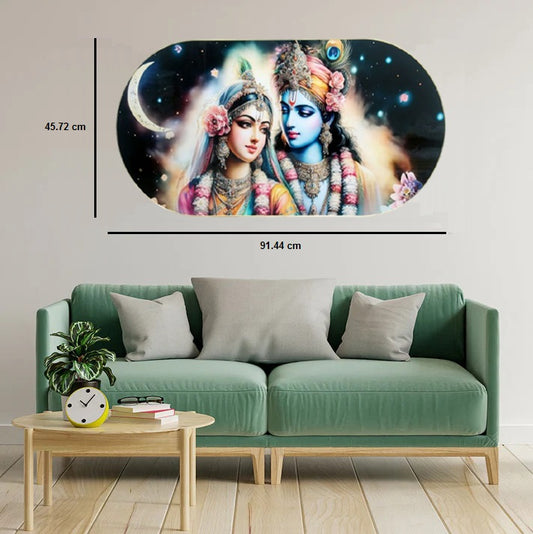 BAHULPREMA FRAME ART, Radha Krishna ( Stone Work Photo Frame ). Art of Luxury SIZE - 91.44 X 45.72 CM