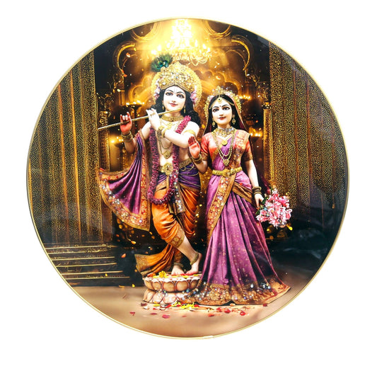 SHREE KRISHNA & RADHA  Photo with Frame , The Art of Bahulprema ,  ( Stone Work Photo Frame ). Art of Luxury   SIZE - 40.64 X 40.64 CM