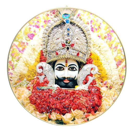 SHREE KHATU SHYAM   Photo with Frame , The Art of Bahulprema ,  ( Stone Work Photo Frame ). Art of Luxury   SIZE - 40.64 X 40.64 CM