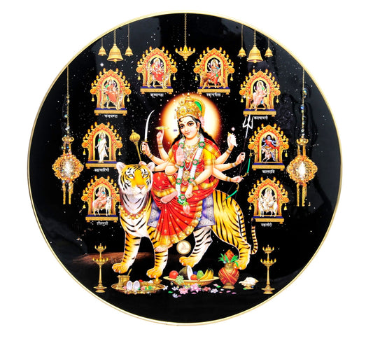MAA DURGA  Photo with Frame , The Art of Bahulprema ,  ( Stone Work Photo Frame ). Art of Luxury   SIZE - 40.64 X 40.64 CM