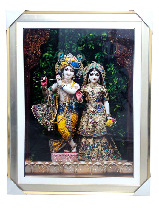 Shree Radha Krishan ji Photo with Frame , The Art of Bahulprema , ( Stone Work Photo Frame ). Art of Luxury SIZE - 66.04 x 51.0 CM