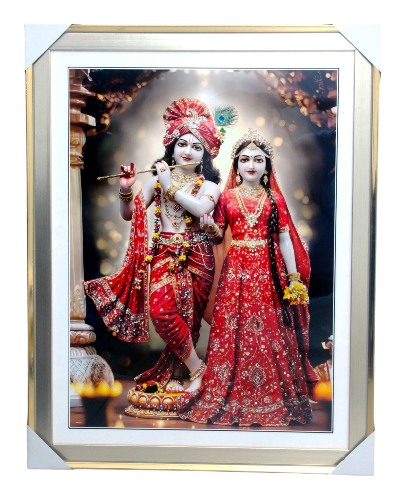 Shree Radha Krishan ji Photo with Frame , The Art of Bahulprema , ( Stone Work Photo Frame ). Art of Luxury SIZE - 66.04 x 51.0 CM (Copy)