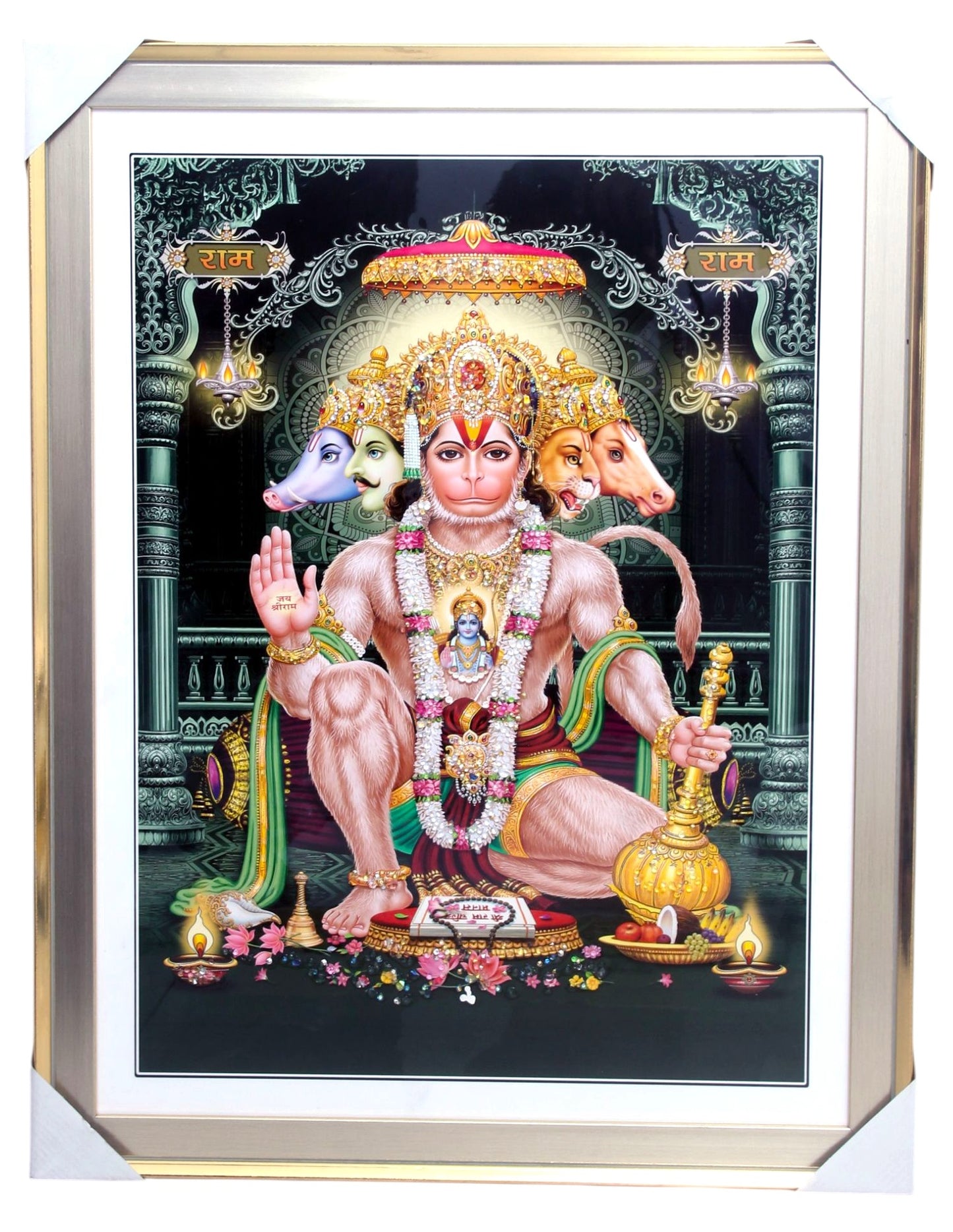 Shree Hanuman ji Photo with Frame , The Art of Bahulprema , ( Stone Work Photo Frame ). Art of Luxury SIZE - 66.04 x 51.0 CM (Copy) (Copy) (Copy) (Copy)