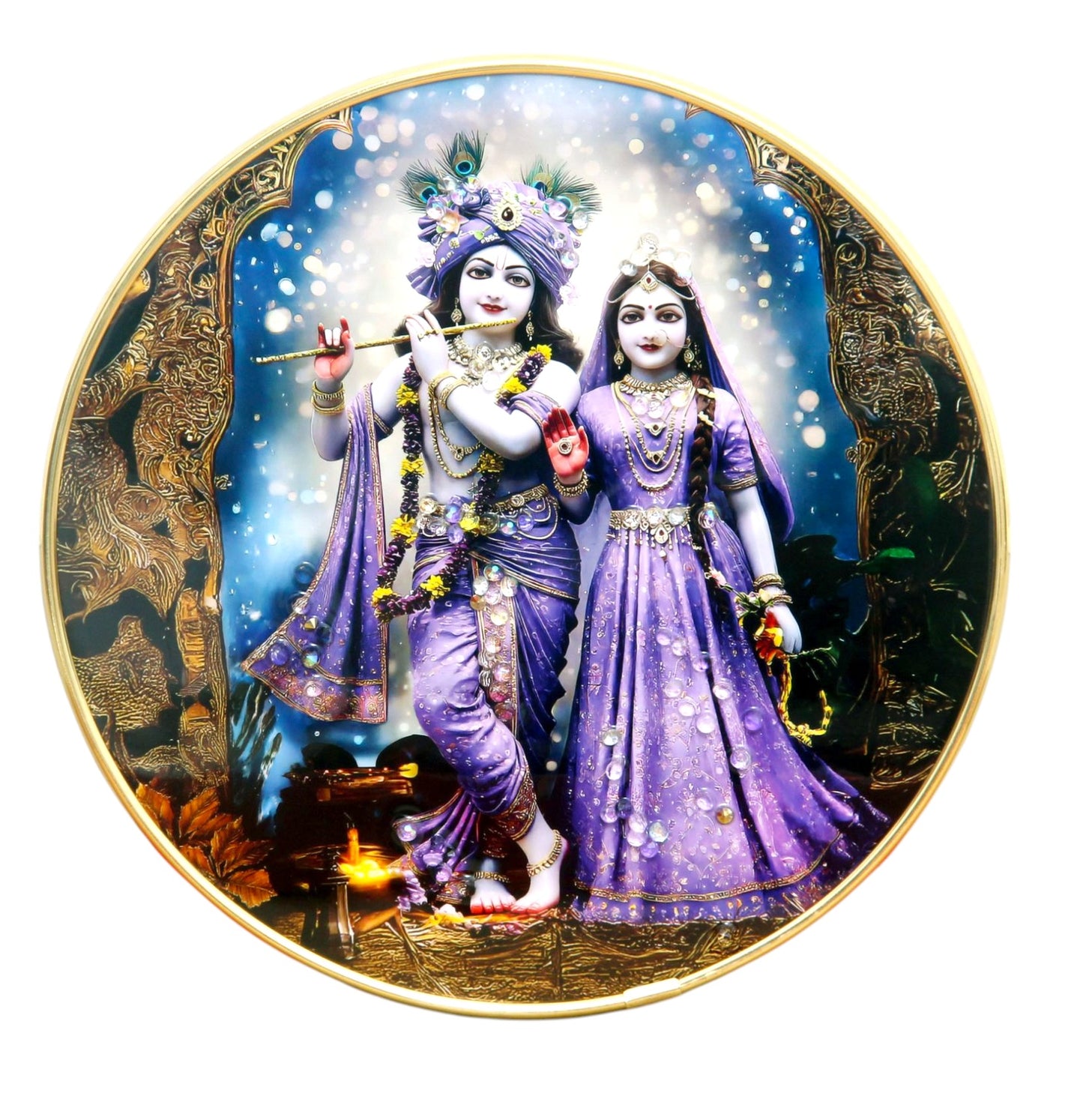 LORD KRISHNA & RAHDA Photo Frame , The Art of Bahulprema ,  ( Stone Work Photo Frame ). Art of Luxury   SIZE - 40.64 X 40.64 CM