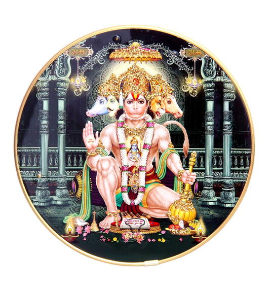 LORD PANCHMUKHI HANUMAN Photo with Frame , The Art of Bahulprema ,  ( Stone Work Photo Frame ). Art of Luxury   SIZE - 40.64 X 40.64 CM