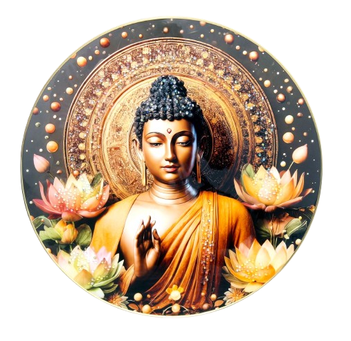 LORD BUDDHA  Photo with Frame , The Art of Bahulprema ,  ( Stone Work Photo Frame ). Art of Luxury   SIZE - 40.64 X 40.64 CM