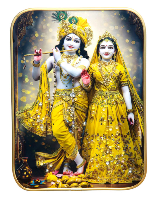 SHREE RADHE KRISHANA Photo Frame , The Art of Bahulprema ,  ( Stone Work Photo Frame ). Art of Luxury   SIZE - 20.32x15.24 CM