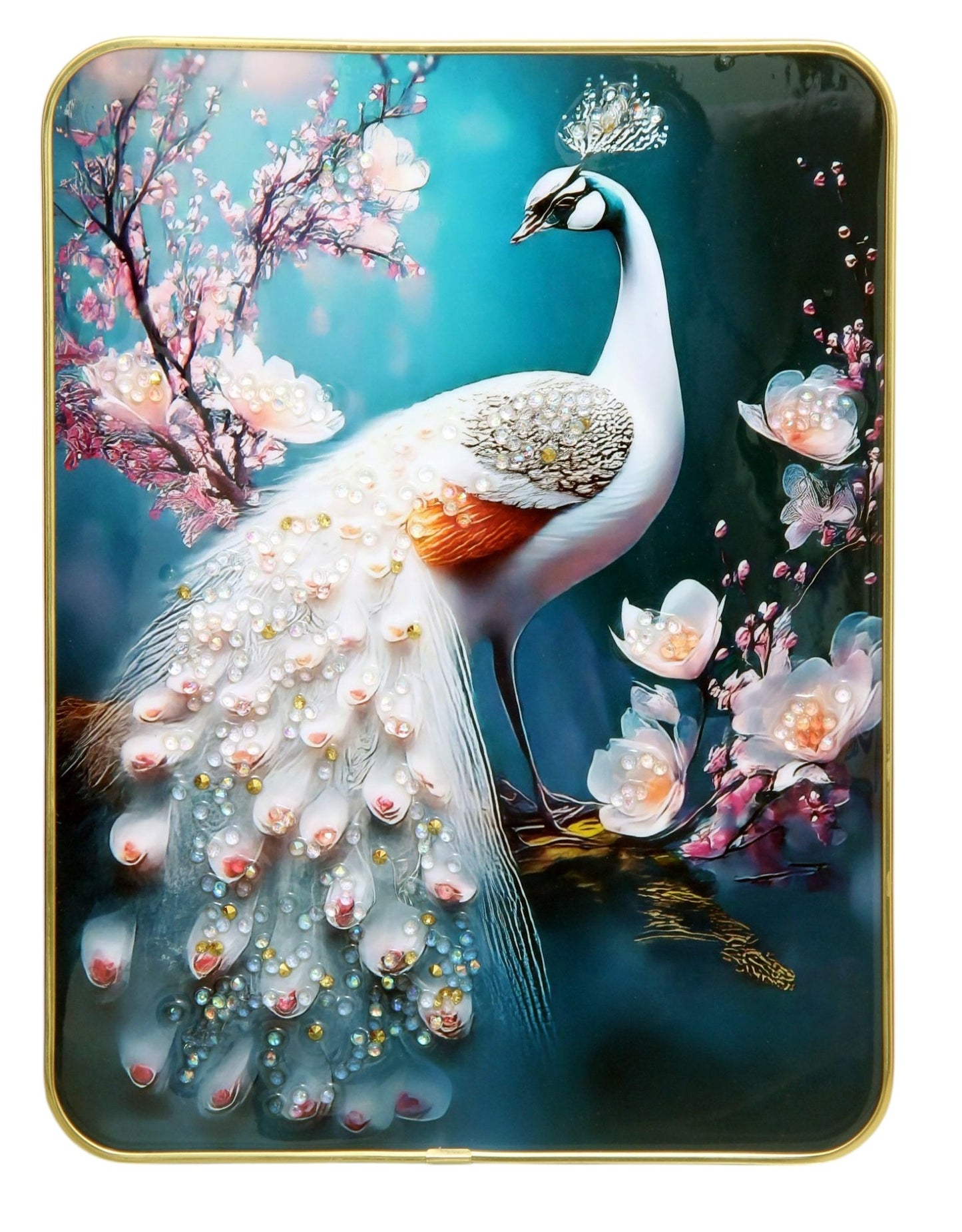 BAHULPREMA FRAME ART, Peacock  ( Stone Work Photo Frame ). Art of Luxury   SIZE - 22.86 x 30.48 CM