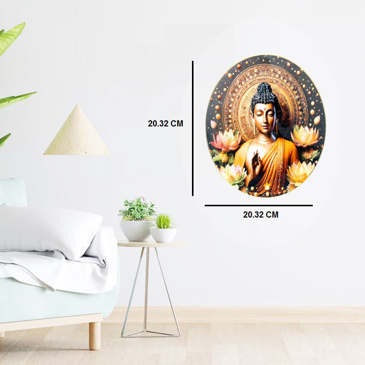 LORD BUDDHA  Photo with Frame , The Art of Bahulprema ,  ( Stone Work Photo Frame ). Art of Luxury   SIZE - 40.64 X 40.64 CM