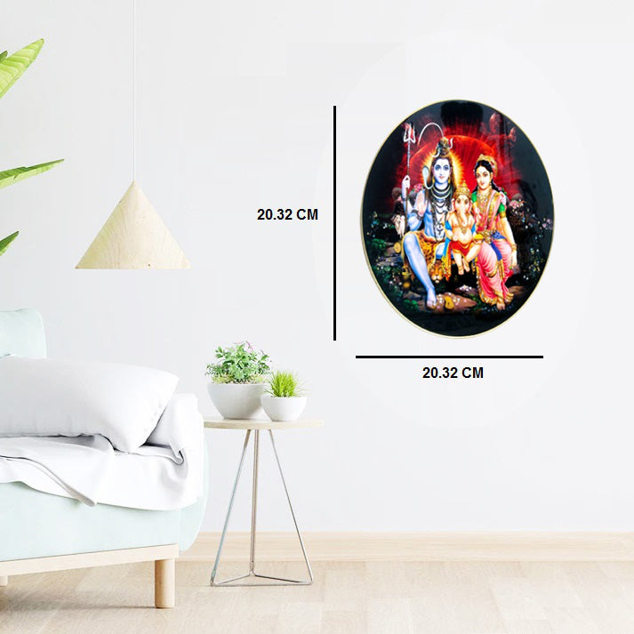 LORD SHIVA FAMILY Photo with Frame , The Art of Bahulprema ,  ( Stone Work Photo Frame ). Art of Luxury   SIZE - 40.64 X 40.64 CM