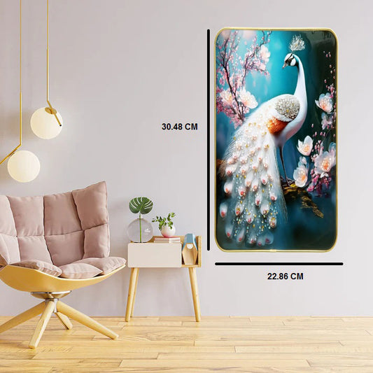 BAHULPREMA FRAME ART, Peacock ( Stone Work Photo Frame ). Art of Luxury SIZE - 22.86 x 30.48 CM