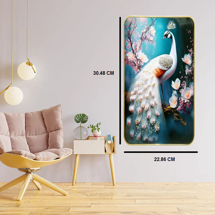BAHULPREMA FRAME ART, Peacock  ( Stone Work Photo Frame ). Art of Luxury   SIZE - 22.86 x 30.48 CM