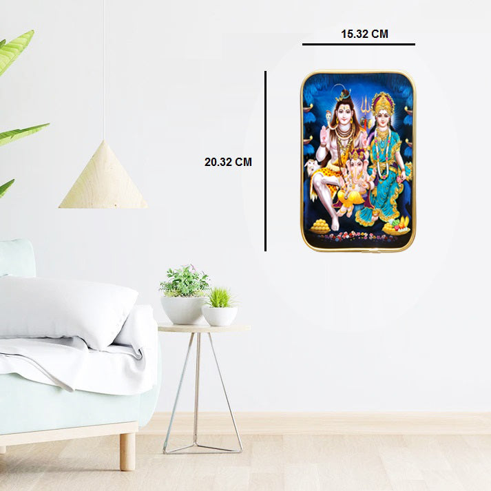 LORD SHIVA FAMILY Photo Frame , The Art of Bahulprema ,  ( Stone Work Photo Frame ). Art of Luxury   SIZE - 20.32x15.24 CM