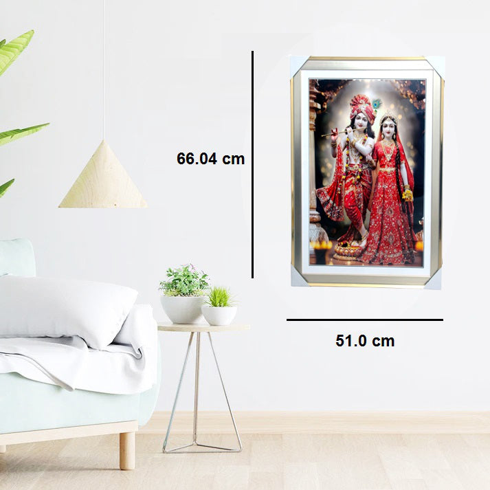 Shree Radha Krishan ji Photo with Frame , The Art of Bahulprema , ( Stone Work Photo Frame ). Art of Luxury SIZE - 66.04 x 51.0 CM (Copy)