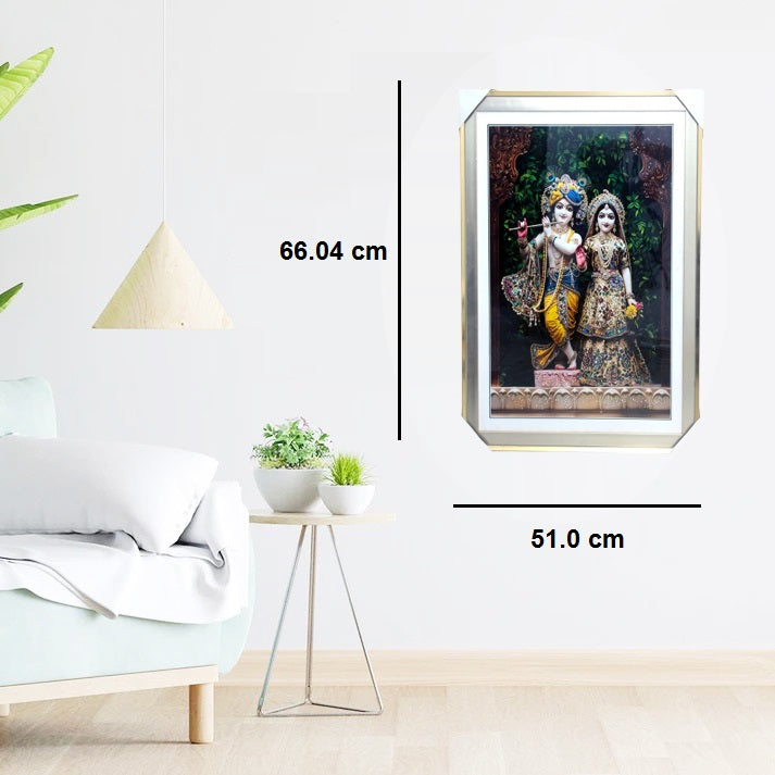 Shree Radha Krishan ji Photo with Frame , The Art of Bahulprema , ( Stone Work Photo Frame ). Art of Luxury SIZE - 66.04 x 51.0 CM